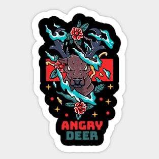 Angry Deer Illustration Hand Drawn Sticker